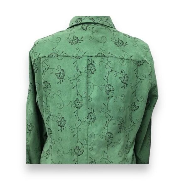 Sag Harbor Long Sleeve Collar Button Down Texture Shirt/Jacket, Green, size L - Picture 4 of 6